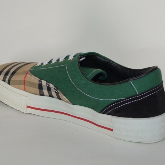 NIB BURBERRY MENS ARCHIVE CAL SUEDE COTTON VINTAGE CHECK Sneakers size uk6 eur40 - Picture 3 of 5